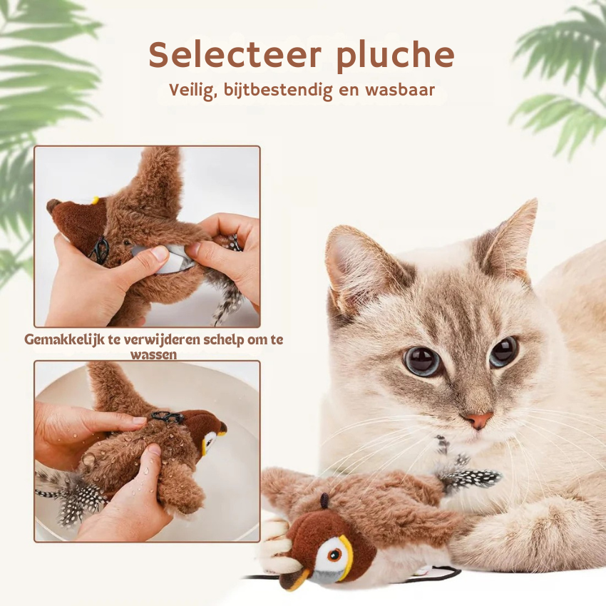 Interactief vliegend vogelspeeltje voor katten