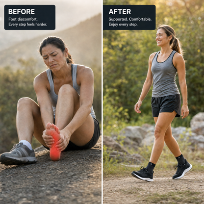 Before and after wearing MoveComforts Footsleeves